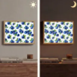 Bessen - Patroon - Blauw Light Box met batterij (Wandlamp) middel 907 -sfeer3