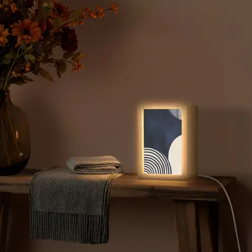 Donkerblauw - Abstract - Lijnen Light Box met kabel (Tafellamp) klein -sfeer4