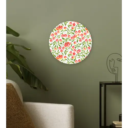 Patroon - Kersen - Wit Wandcirkel kunststof plaat 5mm dik klein 188 -sfeer3