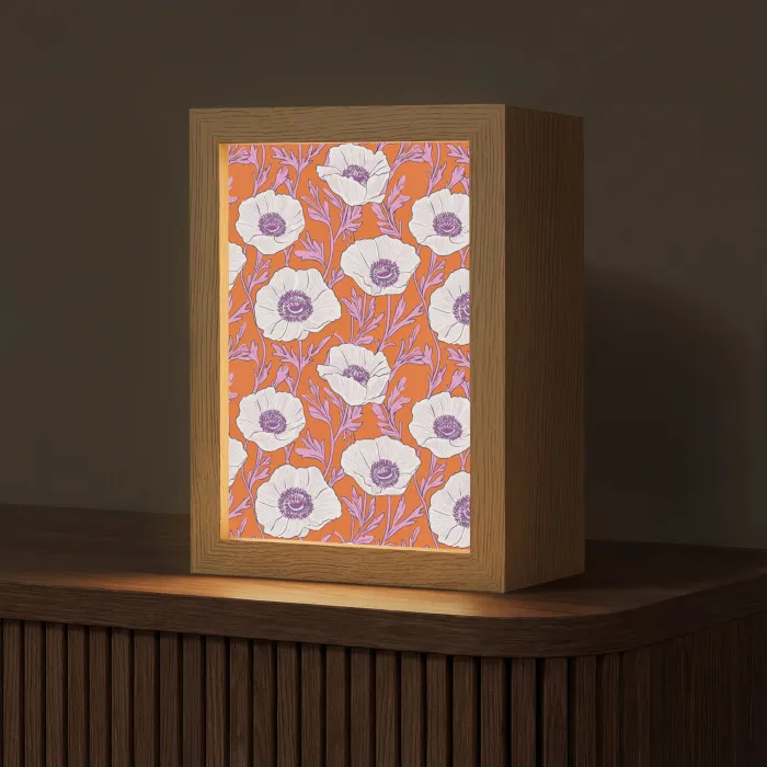 Bloemen - Grafisch - Oranje Light Box met kabel (Tafellamp) klein 925 -z3d_website