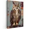 Geschilderd - Abstract - Uil - Bruin Tuinposter op houten frame 2 cm dik klein -3d