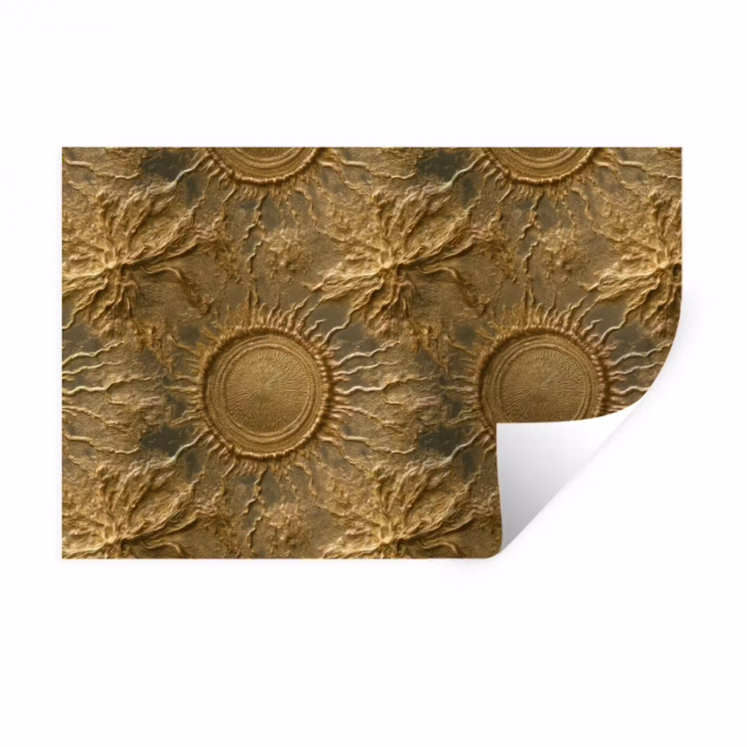Zon - Reliëf - Antiek - Goud Muursticker klein 286 -3d
