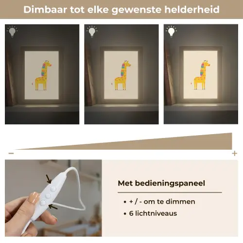 Giraffe - Regenboogmanen - Beige Light Box met kabel klein -USP_dimbaarNL