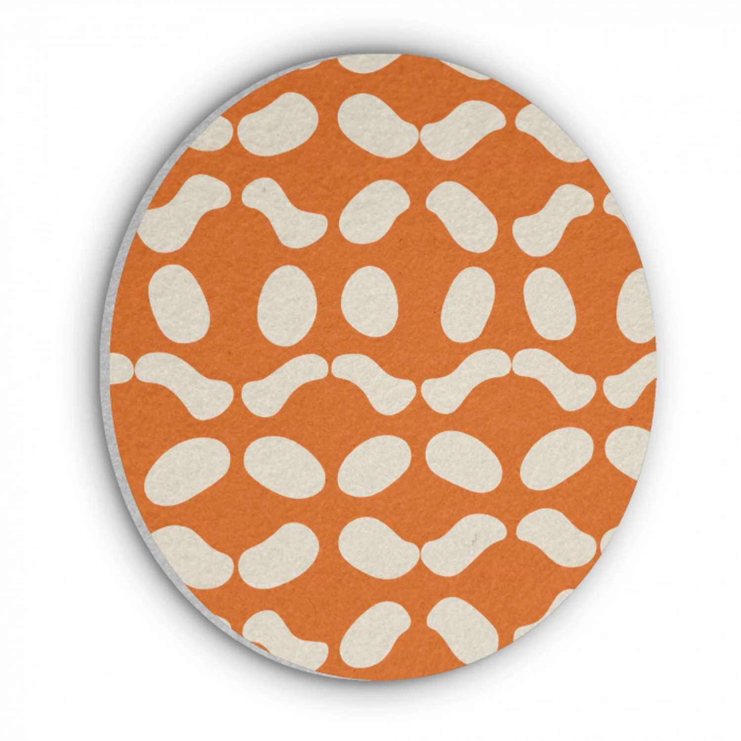 Oranje - Organische vormen - Wit Akoestische PET Vilt - Rond klein 838 -3d
