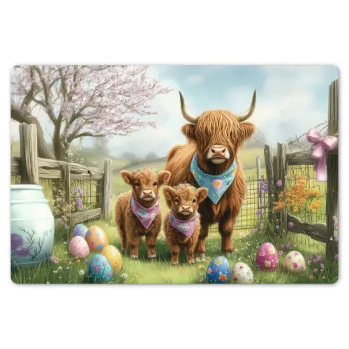 Schotsehooglanders - Paaseieren - Lente Placemat vinyl groot -zzsfeer1_Kitchenyeah-website