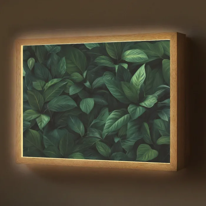 Bladeren - Ovaal - Groen - Nerven Light Box met batterij (Wandlamp) middel -z3d_website