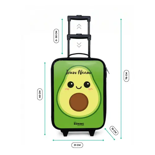 Kawai - Avocado - Groen Kinderkoffer - Zwart klein -productfoto_formaten