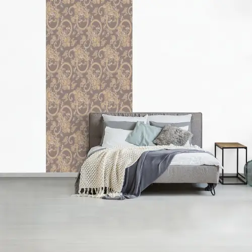 Oosters - Bloemen - Beige - Grijs fotobehang vinyl groot 64 -slaapkamer