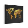 Wereldkaart - Goud - Druipen - Zwart PET vilt klein -3d