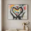 Handen - Hart - Street art - Graffiti Textielframe zwart klein -sfeer2