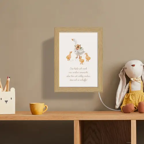 Kinderen - Ganzen - Beige - Quote - Boerderij Light Box met kabel (Wandlamp kind) klein -sfeer2_kind