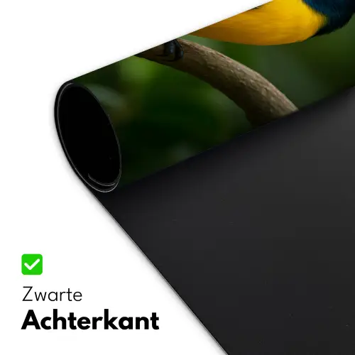 Vogel - Tak - Geel - Bladeren Muismat XXL klein -sfeer2