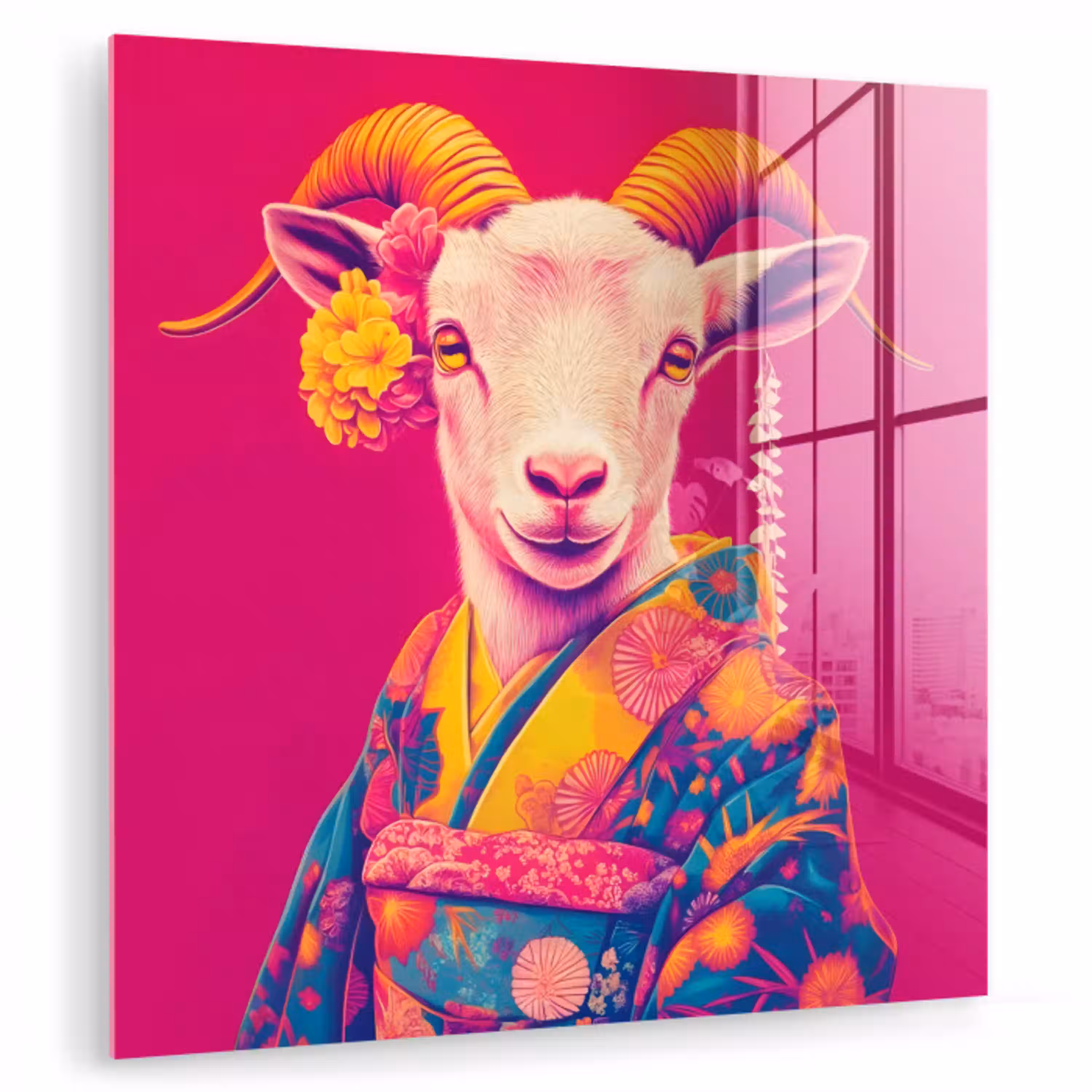 Geit - Hoorns - Kimono - Kleurrijk plexiglas 5mm klein -zzzproduct_nieuw