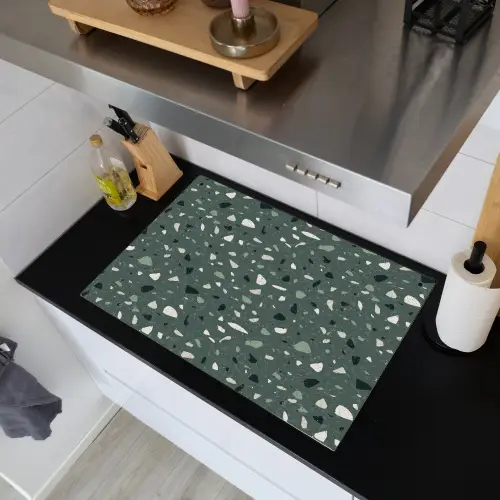 Terrazzo -  Patroon - Kleurrijk - Groen Inductie beschemer met haakjes klein 777 -sfeer1