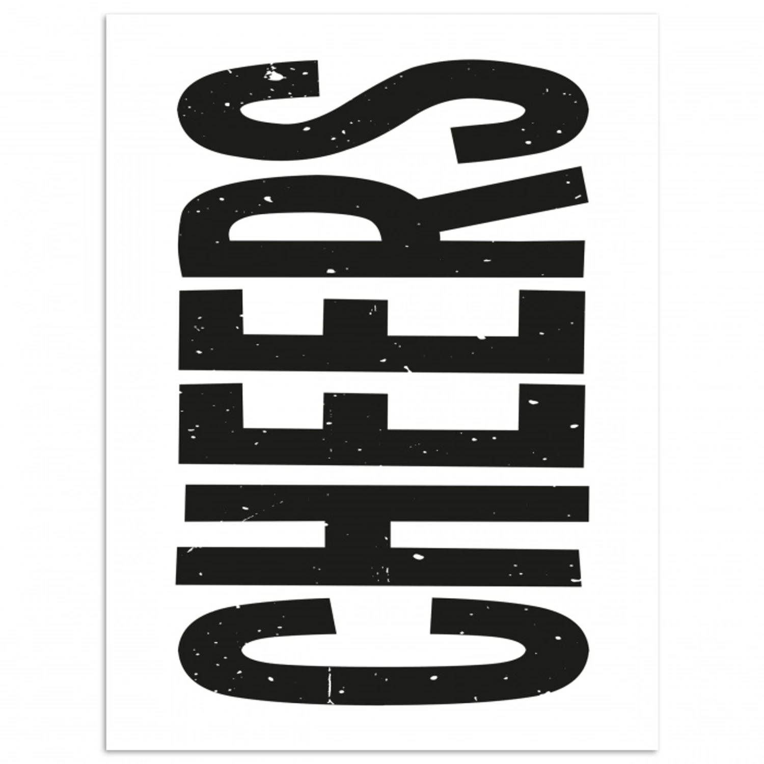 Retro - Cheers - Zwart - Decoratie poster papier klein -3d