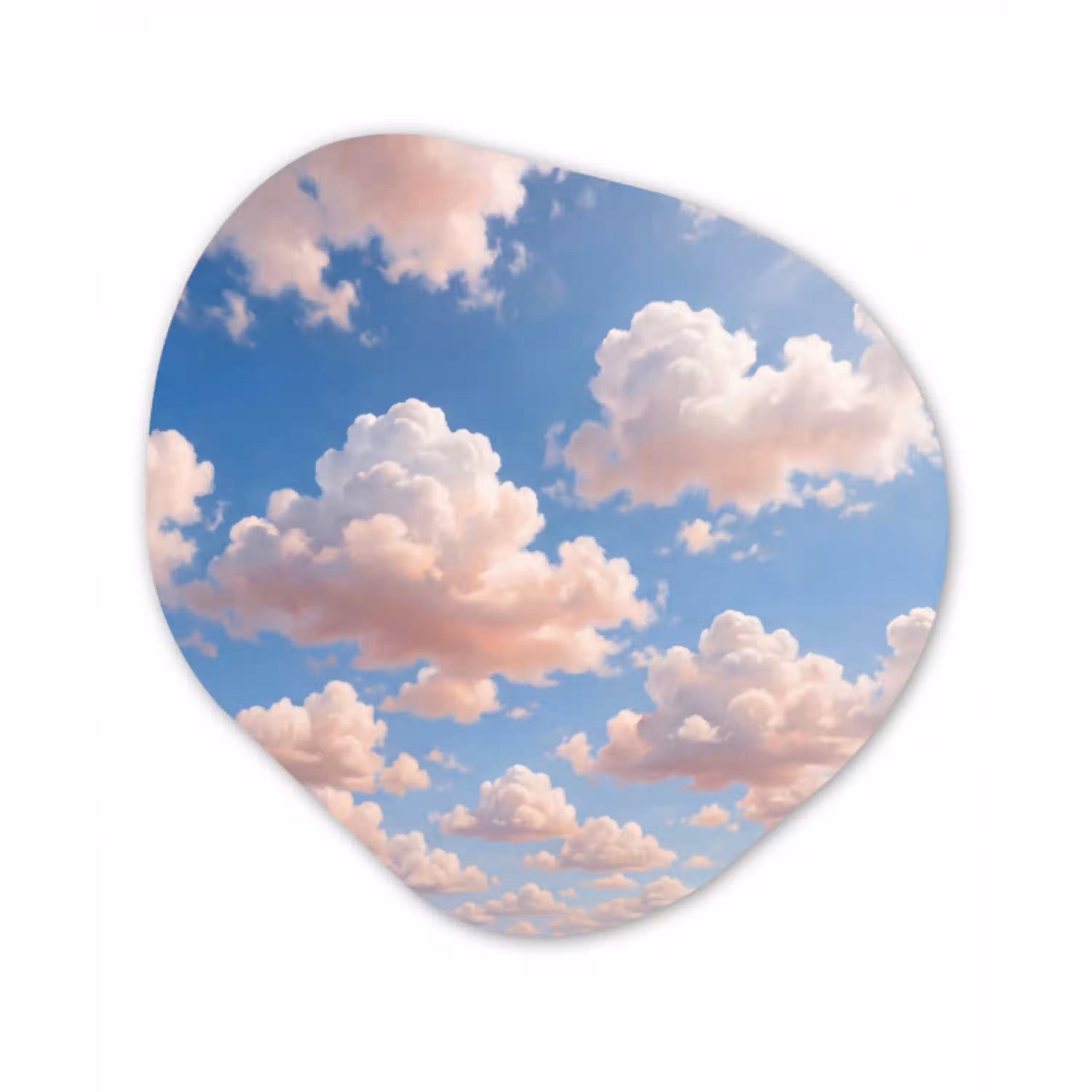 Wolken - Hemel - Natuur - Licht - Blauw Wandcirkel Organisch Aluminium middel -3d