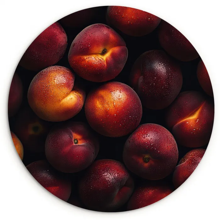 Fruit - Close up - Nectarines Wandcirkel kunststof plaat 5mm dik klein -3d