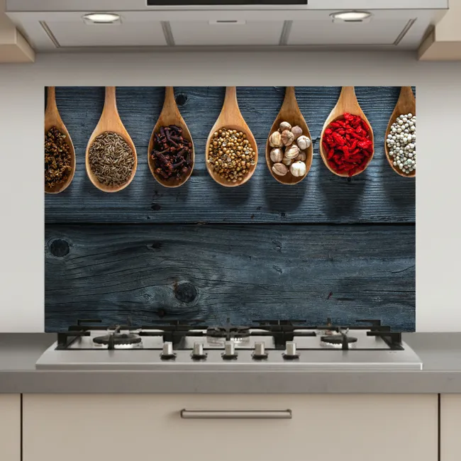 Kruiden - Lepels - Hout - Keuken - Specerijen - Industrieel keuken achterwand spatscherm klein -3d_website