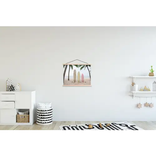 Surfboard - Palmbomen - Kleurrijk textielposter latten blank klein -kinderkamer