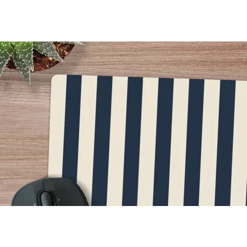 Verticale strepen - Blauw - Crème muismat rubber klein 262 -closeup