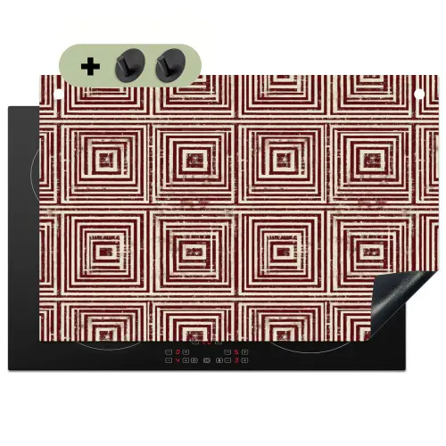 Geometrisch - Patroon - Rood Inductie beschemer met haakjes klein 777 -3d