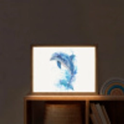 Dolfijn - Water - Blauw Light Box met batterij (Wandlamp kind) middel -sfeer1_kind