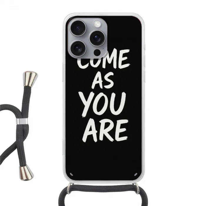 Quote - Zwart - Simpel Hoesje iPhone 16 Pro Max met koord klein -3d