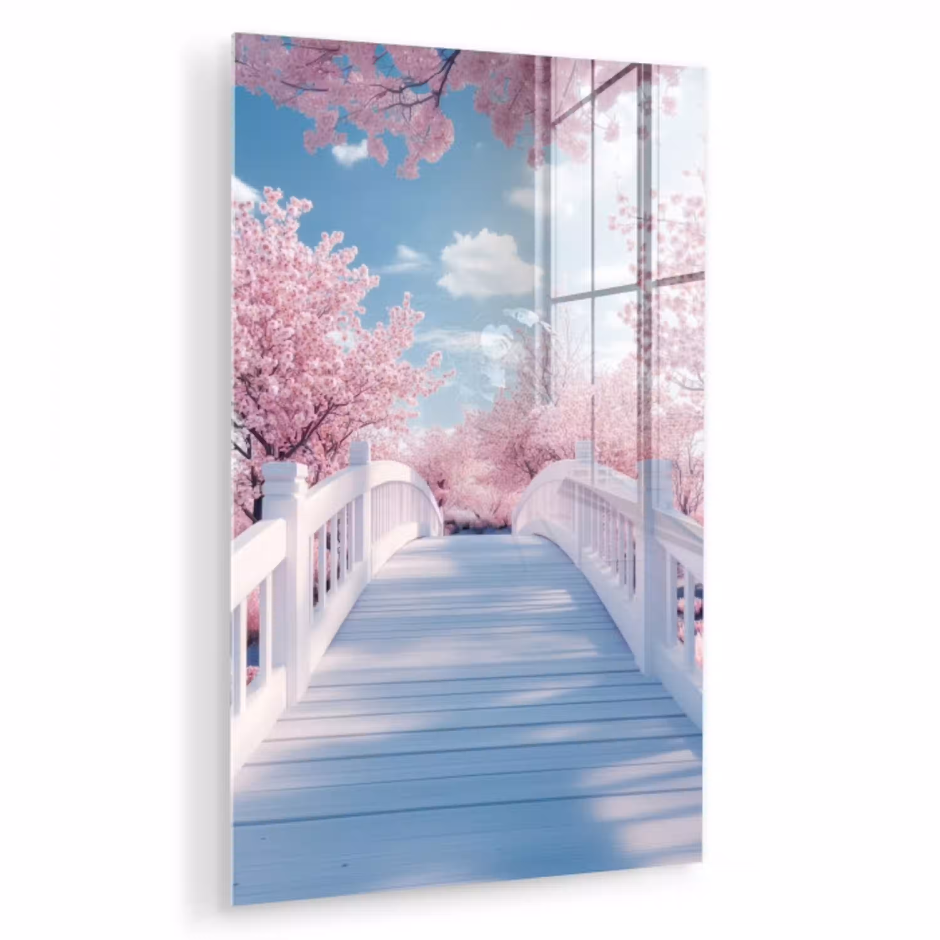 Brug - Kersenbomen - Wit plexiglas 5mm klein -zzzproduct_nieuw