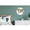 Wereldkaart - Kleurrijk - Bloemen - Lente Wandcirkel aluminium klein -slaapkamer