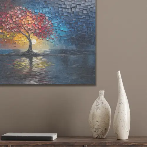 Boom - Blauw - Bladeren - Vakken PET vilt klein -sfeer6_closeup
