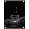 Lijntekening - Koffiekop - Zwart tuinposter los doek klein -3d