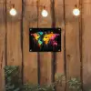 Wereldkaart - Verf - Kleurrijk - Graffiti - Wereld tuinposter los doek klein -sfeer1