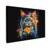 Kat - Graffiti - Kleurrijk - Wafel - Eten Tuinposter op houten frame 2 cm dik klein -3d