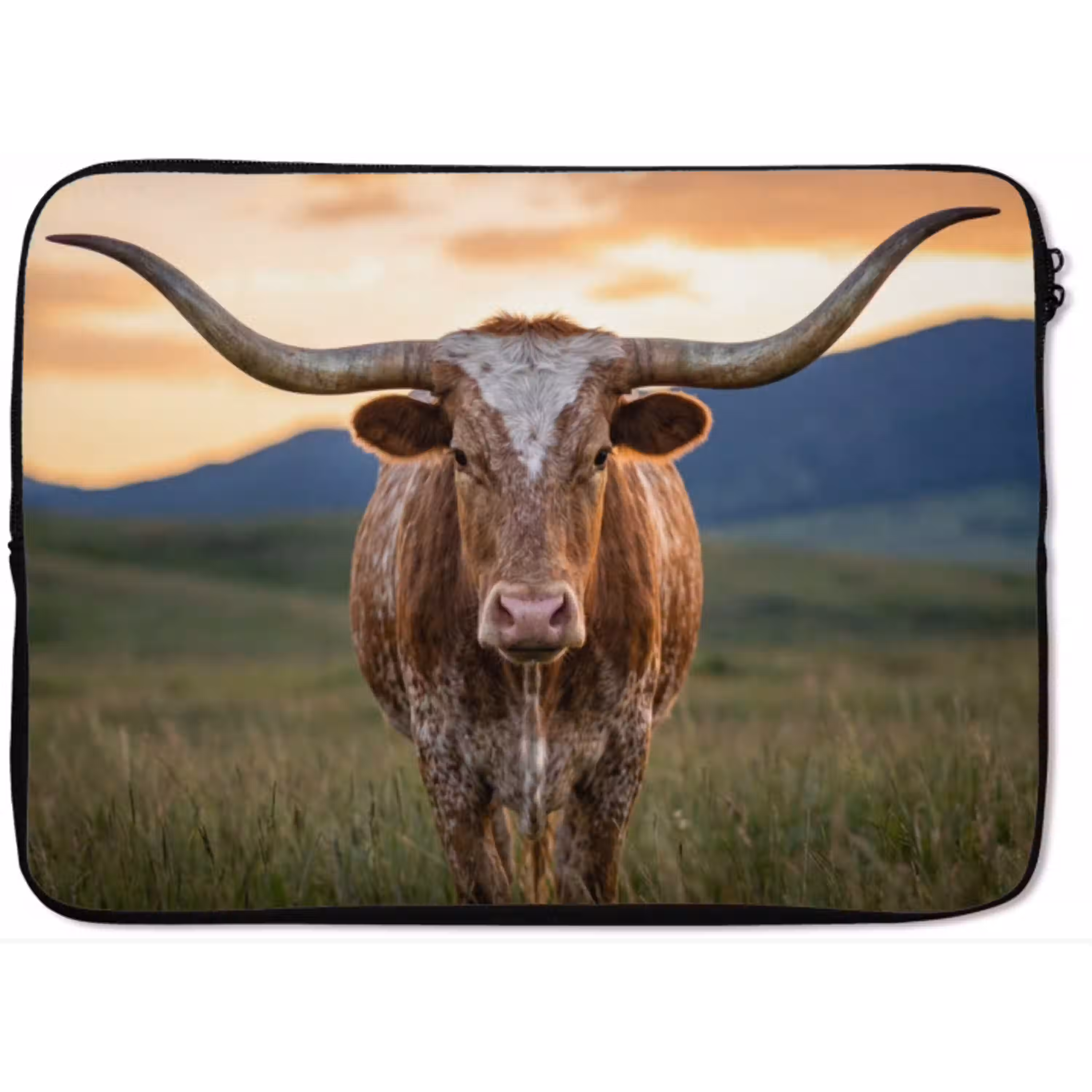 Longhorn - Landschap - Zonsondergang laptophoes neopreen klein -zkaufland3dotto