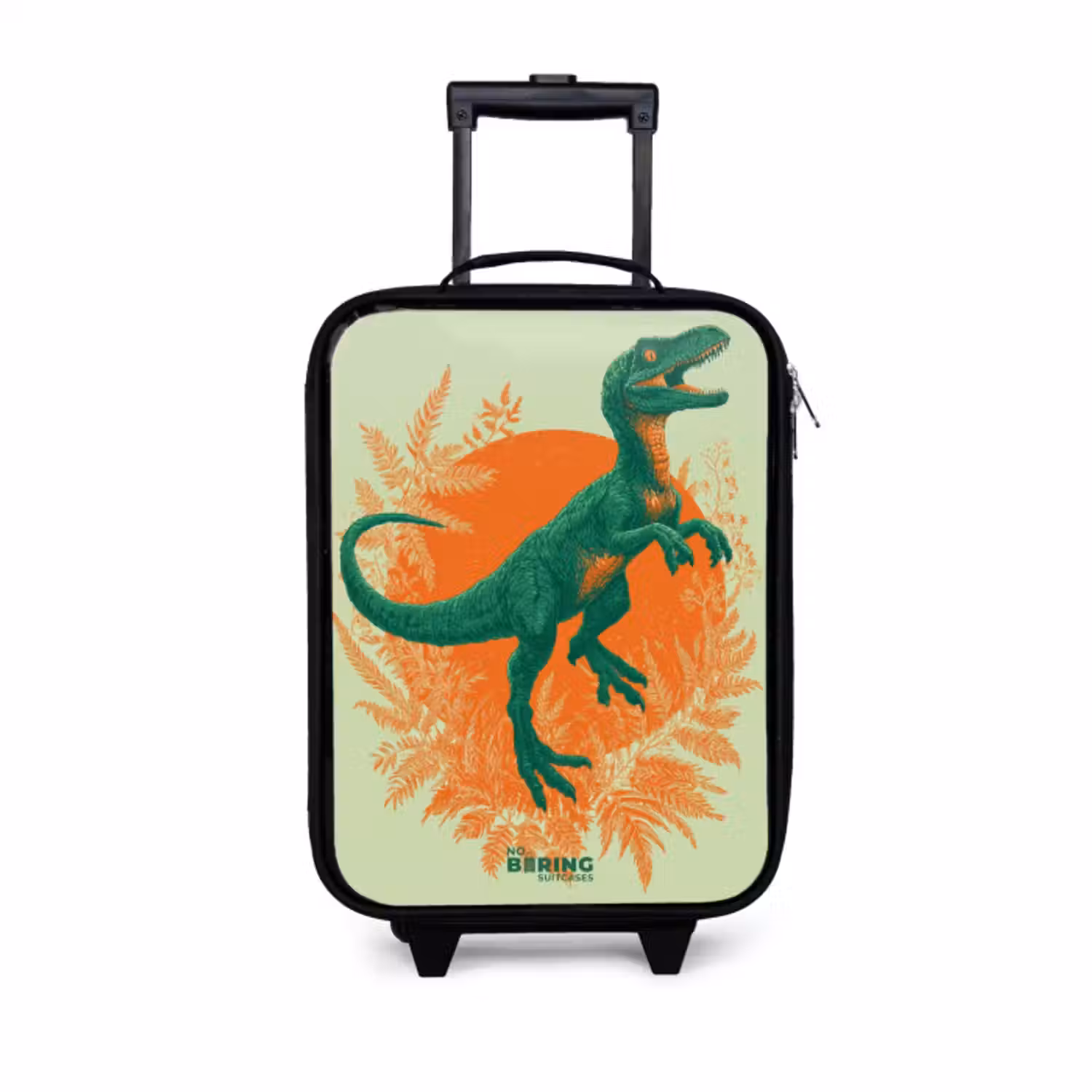 Kinderkoffer - Zwart - Groene dino tussen varens