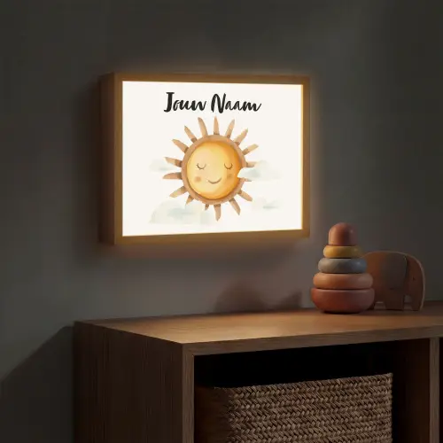 Zon - Wolken - Pastel kleuren Light Box met batterij (Wandlamp kind) middel -sfeer5_kind