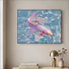 Vis - Water - Blauw - Licht Textielframe zwart klein -sfeer2