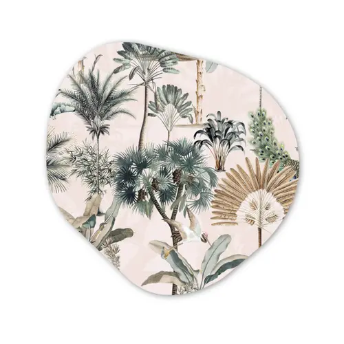 Inductie afdekplaat - Vintage - Jungle - Dieren - Natuur - Inductie beschermer Wandcirkel Organisch Aluminium middel -3d