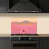 Bloemenweide - Heuvels - Silhouet - Roze keuken achterwand spatscherm klein -sfeer1