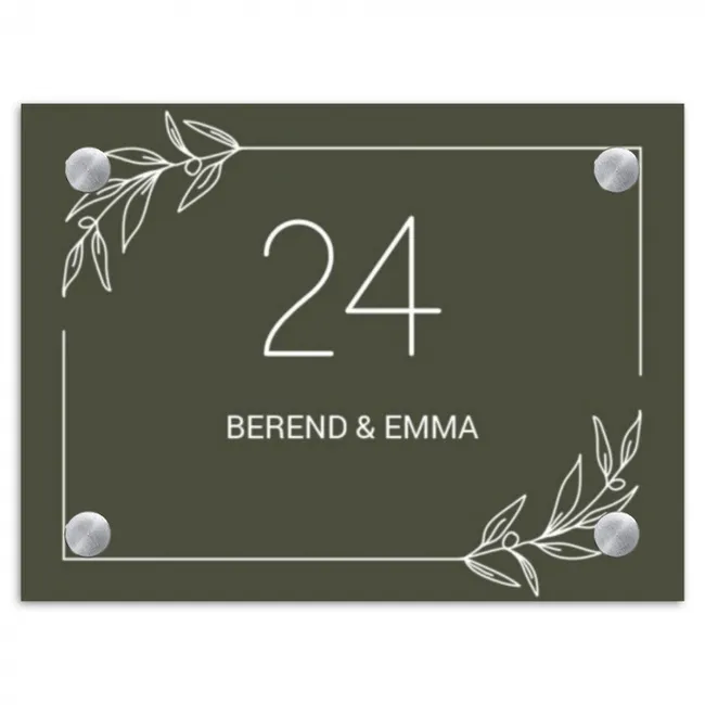 Naambordje voordeur rechthoek - Olijfgroen - Klassiek