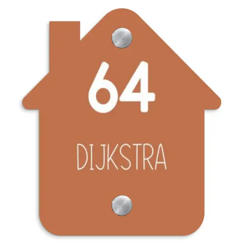 Terracotta - Modern Naambord Huisje klein -3d