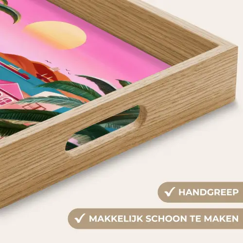 Stad - Roze - Palmbomen Dienblad Rechthoek middel -USP_HandgreepNL