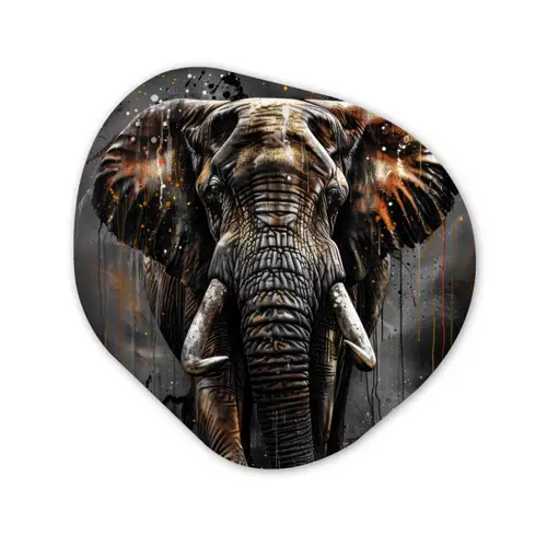 Olifant - Watercolor - Wilde dieren - Luxe Wandcirkel Organisch Forex 3mm klein -3d