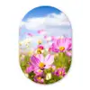 Bloemen - Wei - Paars - Gras - Wit - Wolken - Blauw Wandcirkel Ovaal Forex klein -3d