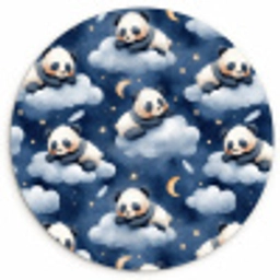 Panda's - Slapen - Blauw Wandcirkel kunststof plaat 5mm dik klein 188 -3d