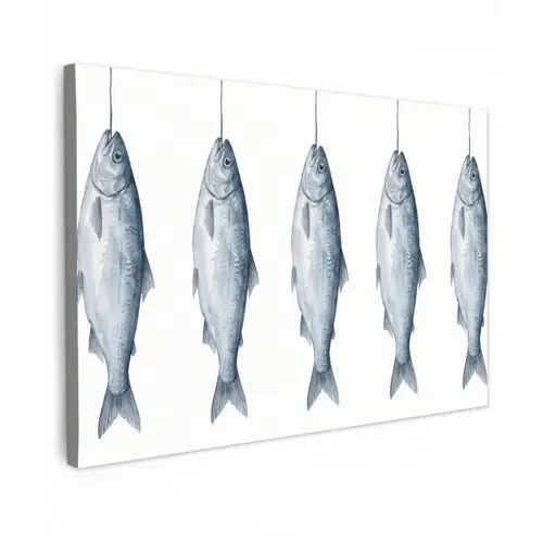 Vissen - Illustratie - Delfts - Blauw canvas 2cm klein -z3d