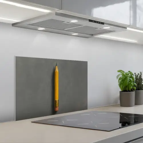 Potlood - Schilderij - Geel keuken achterwand spatscherm klein -3d_schuin
