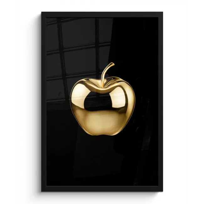 Poster met lijst - Appel - Goud - Chrome - Zwart