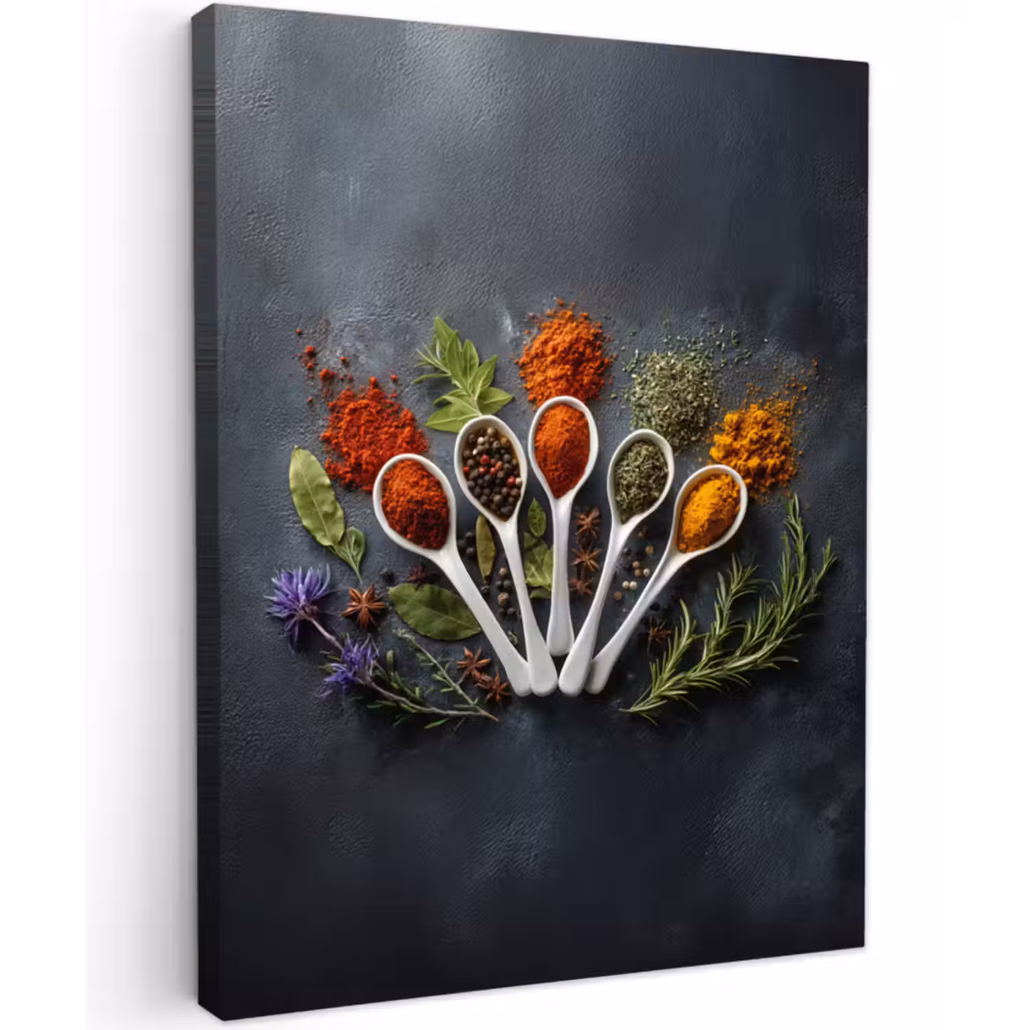 Canvas schilderij - Lepels - Wit - Poeder - Kruiden