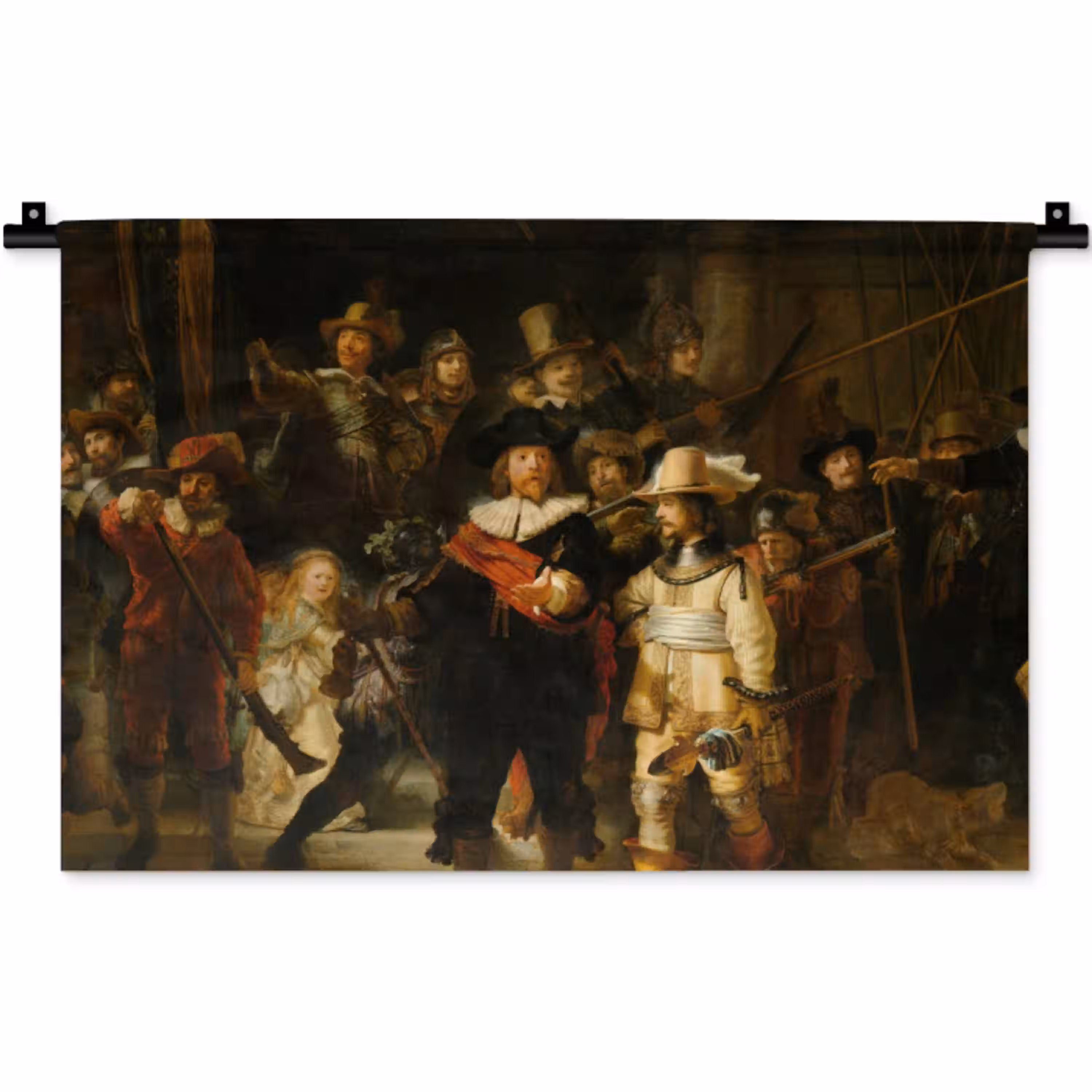 De Nachtwacht - Schilderij van Rembrandt van Rijn Wandkleed katoen klein -zz3d